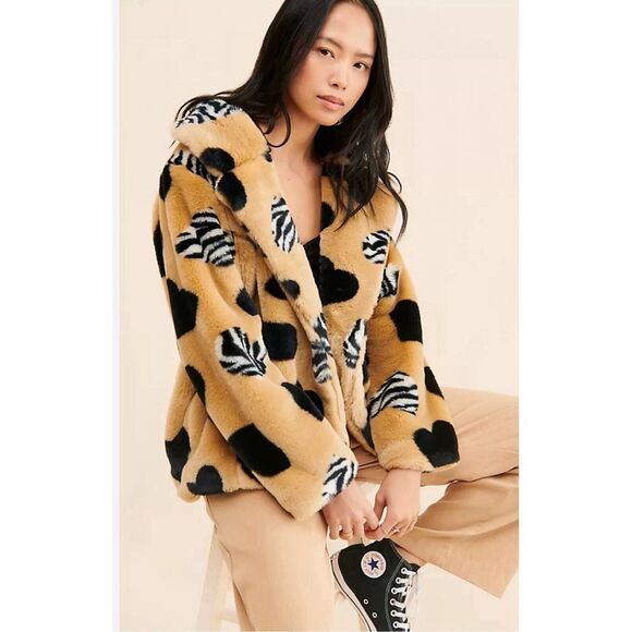 Maeve Jackets & Blazers - Anthropologie Maeve Faux Fur Coat‎ Sz Large $198 Jacket Brown Black Animal Print